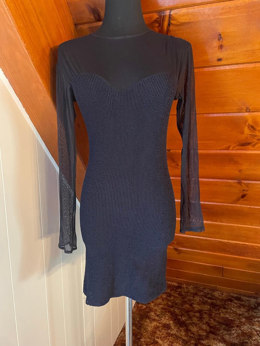 Vintage 80s Modet of California Bodycon Mesh Top Bodycon Mini Dress S